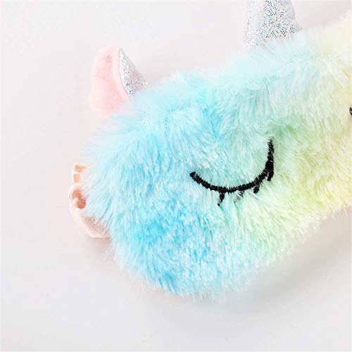 Paquete de 2 antifaces para dormir, antifaz para ojos de animales, antifaz de felpa con dibujos animados, visera transpirable de viaje para mujeres y niños