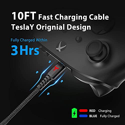 Paquete de 2 controladores de batería recargable para Xbox One y Xbox Series X|S con cable cargador USB C de 10 pies y adaptador micro USB 6amLifestyle baterías Xbox Play y kit de carga, XBOX-SB03