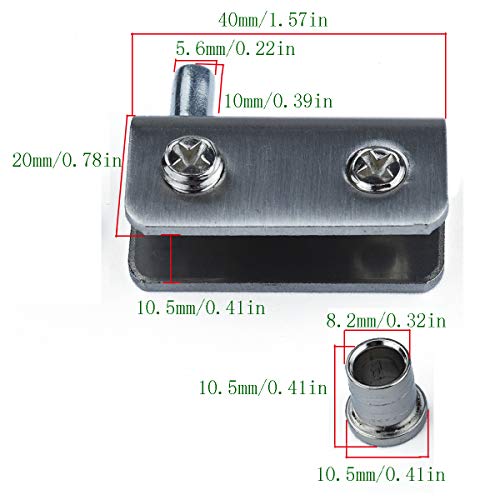 Paquete de 4 bisagras para puertas de vidrio Bisagra pivotante de 90 °, vidrio sin perforación, acero inoxidable, apto para vidrio de 5-8 mm
