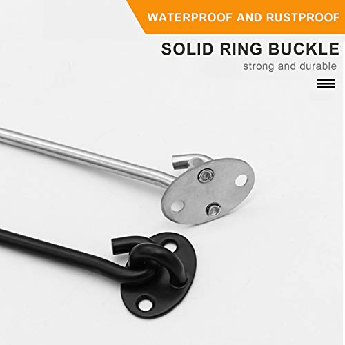 Paquete de 4 Ganchos Para Puerta Ganchos de Cabina de Acero Inoxidable Para Puerta con Tornillos y Cierre de ojo Negro para puertas de puertas de Jardín Puertas de Gabinete Ventanas Black