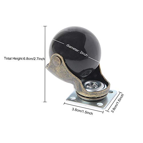 Paquete de 4, Youngine Ruedas giratorias de bolas antiguas con freno ruedas giratorias de placa giratoria con rotación de 360 ° para muebles, otomanos, sofás, gabinetes (2inch-BallCaster)