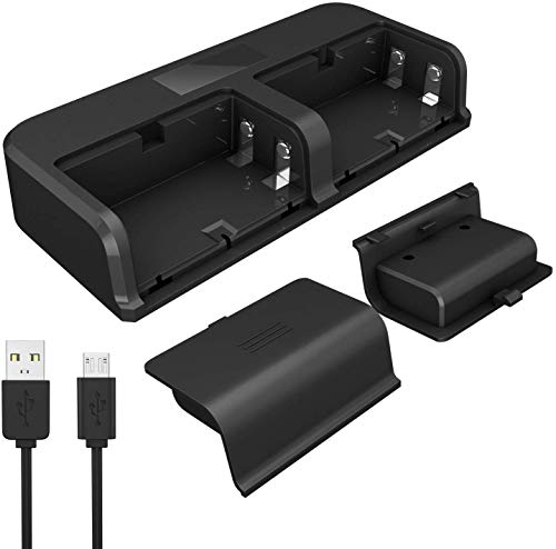 Paquete de Batería Xbox One, Batería Recargable Xbox One de 2 * 1200 mAh y Cargador con Cable de Carga Micro USB de 4 pies, Estación de Carga de alta Velocidad para Xbox One/Xbox One X/ Xbox One S