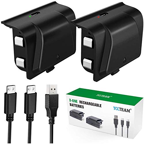 Paquete de baterías Xbox One, 2 x 1200 mAh Xbox One con cable micro USB de 4 pies e indicador de carga LED para mando inalámbrico Xbox One/S/X/Elite