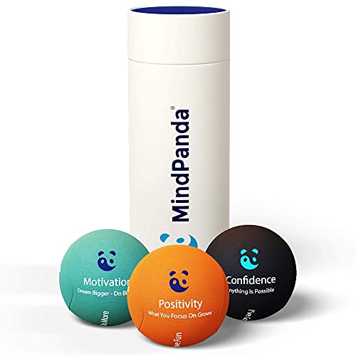 Paquete de bolas antiestrés MindPanda 3X | Tri-Density para terapia de ejercicio manual - Fragancia para un enfoque adicional - Afirmaciones motivacionales (Dark - Motivational Stress Balls)