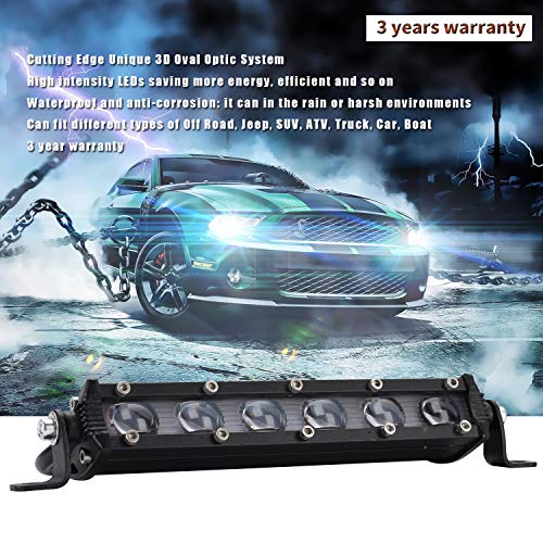 Par LED Light Bar 8" 60W 6000LM COB LED Bar Antivaho Ampolla Barra de LED de trabajo 4x4 Lente LED Linterna Off-Road 4x4 SUV Proyector de motocicleta Led al aire libre Lámpara de Garaje Jardín IP65