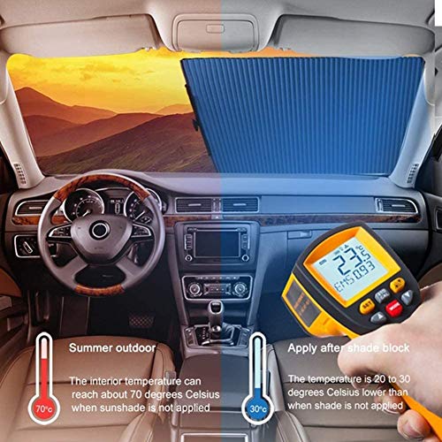 Parasol para coche, doble capa, plegable, visera solar automática retráctil, estor para parabrisas delantero y trasero
