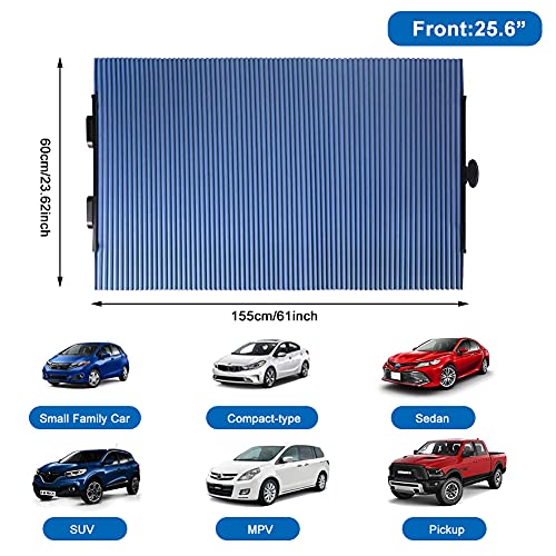 Parasol para coche, doble capa, plegable, visera solar automática retráctil, estor para parabrisas delantero y trasero