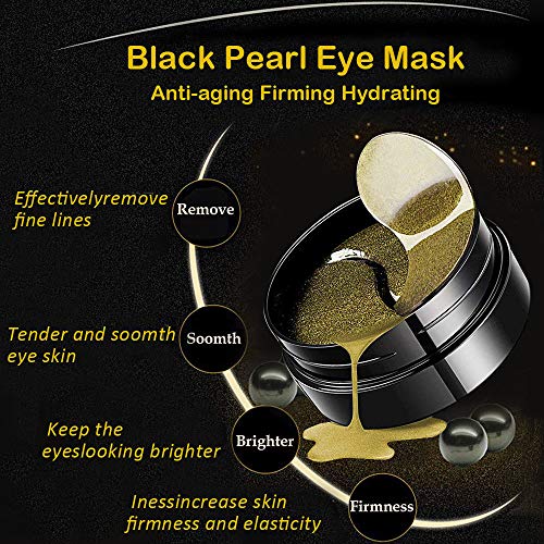 Parches para los ojos,Máscara para los ojos,Máscara para Ojos De Colágeno,Parches para los ojos,Anti-envejecimiento, Máscaras Antiarrugas para Los Ojos,Reduce Las Ojeras 60pcs (Black-1)