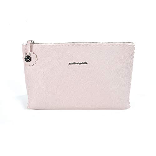 Pasito a Pasito. Neceser de Bebé Biscuit Pequeño. Bolso Organizador para Aseo e higiene del bebé. Práctico y cómodo de Llevar. Eco-Leather Tipo Vacuno Color Rosa. Medidas 26 X 17 X 8 cm.
