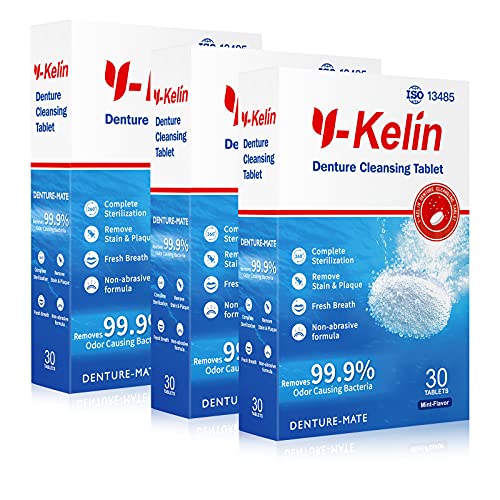 Pastillas limpiadoras para dentaduras Y-Kelin (90 tabletas)