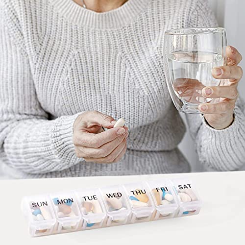 Pastillero semanal con 7 compartimentos para 7 días Organizador semanal para medicamentos Caja para medicamentos Transparente 1 unidad