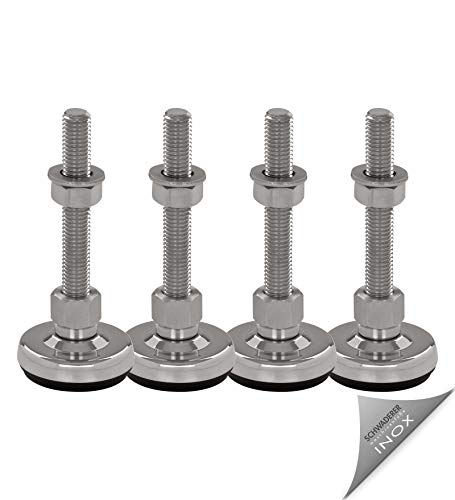 Patas para máquina SFE 50, juego de 4, diámetro de 50 mm, acero inoxidable, tamaños de rosca M8-M30 (M10 x 100)