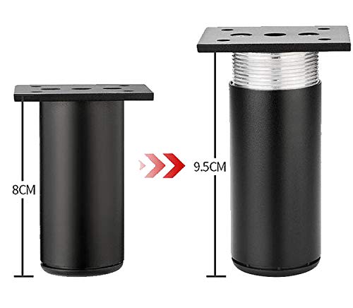 Patas para muebles Liuer 6PCS Pies de Gabinete Altura Regulable Pies con Tornillos Patas de Mesa Cocina Patas para Muebles Armario de Cocina Pies Redondo(Negro,60MM)
