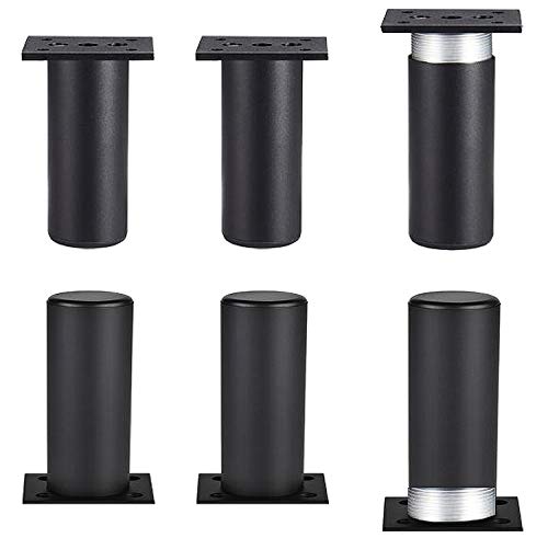 Patas para muebles Liuer 6PCS Pies de Gabinete Altura Regulable Pies con Tornillos Patas de Mesa Cocina Patas para Muebles Armario de Cocina Pies Redondo(Negro,60MM)