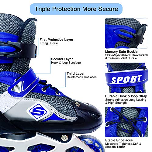 Patines en Línea para Niños con Ruedas Iluminadas Inline Skates Tamaño Ajustables Rollerblade de Malla Transpirable para Infantiles y Adolescentes