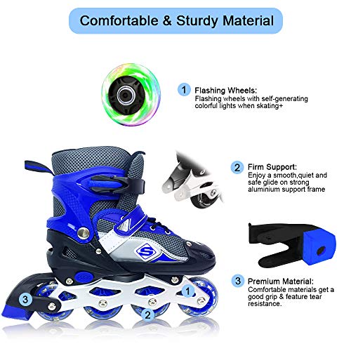 Patines en Línea para Niños con Ruedas Iluminadas Inline Skates Tamaño Ajustables Rollerblade de Malla Transpirable para Infantiles y Adolescentes