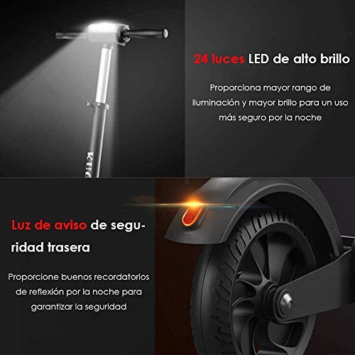 Patinete Eléctrico para Adultos, KUGOO S1 Scooter Electric Plegable Velocidad Máx 30 km/h, 350 Vatios, Batería 7.5Ah, Altura del Manillar Ajustable, Pantalla LCD, Impermeable IP54 (Negro)