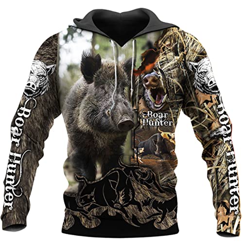 Pato Caza Camo Impresión 3D Sudadera con capucha Hombres/Mujeres Moda Streetwear Primavera Niños Hip Hop Capucha Sudadera, W130, 4XL