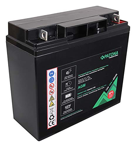 PATONA Premium AGM 12V 18Ah batería de Plomo ácido VRLA Sin Mantenimiento 1800 ciclos