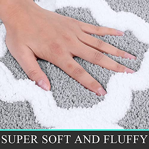 Pauwer Microfibra Baño Alfombra, Alfombra de baño Antideslizante Alfombra Lavable a máquina, Gris, 45×65cm