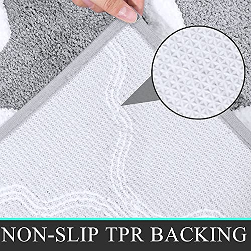 Pauwer Microfibra Baño Alfombra, Alfombra de baño Antideslizante Alfombra Lavable a máquina, Gris, 45×65cm