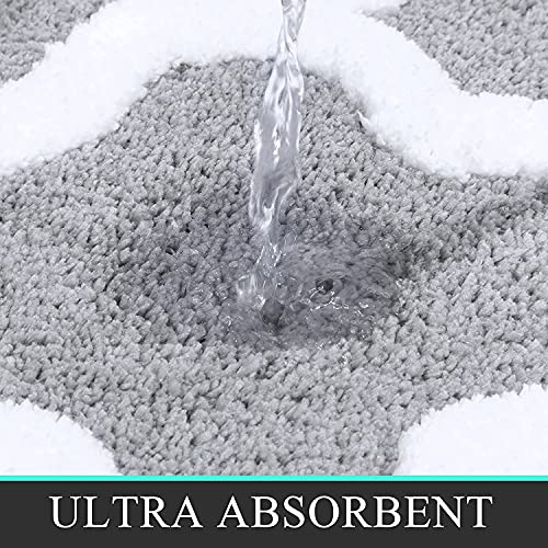 Pauwer Microfibra Baño Alfombra, Alfombra de baño Antideslizante Alfombra Lavable a máquina, Gris, 45×65cm