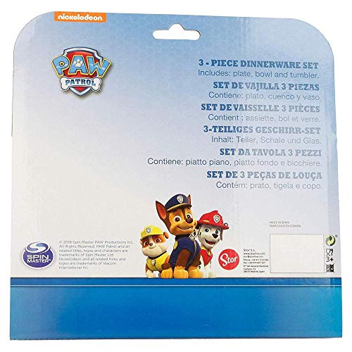 Paw Patrol 18949 - Juego De Vajilla Set, color Multicolor, 3 Unidad, 500 g