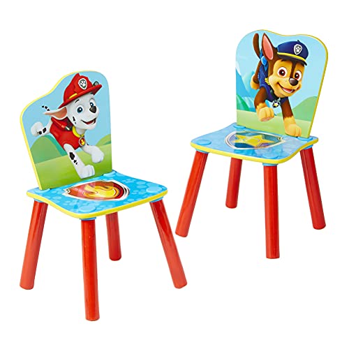 Paw Patrol Conjunto Infantil de Mesa y Dos Sillas, Madera, Multicolor, 63x63x52.5 cm