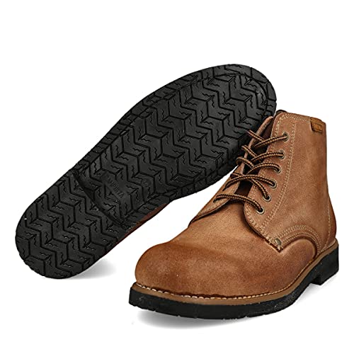 PAYMA - Botas Rústicas Hombre de Piel tipo Chukka. Zapato Botín Safari Pisamierdas de Cuero Casual Trabajo, Campo y Jardinería. Cierre Cordones. Suela de Goma. Color: Bota Cuero, Talla: EU 40
