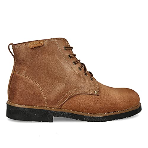 PAYMA - Botas Rústicas Hombre de Piel tipo Chukka. Zapato Botín Safari Pisamierdas de Cuero Casual Trabajo, Campo y Jardinería. Cierre Cordones. Suela de Goma. Color: Bota Cuero, Talla: EU 40