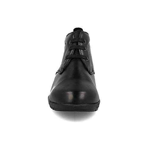 PAYMA - Botines de Piel Cómodos Flexibles de Mujer. Botin Casual de Cuña Baja. Botas de Cuero de Invierno. Cierre Cordones o Velcro. Piso de Goma. Color: Negro. Talla 38