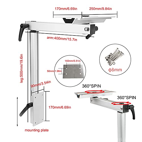 PEALOV Pata Mesa Camper,Pata De Mesa Telescópica para Caravana,Pata De Mesa Giratoria De 360 °,Patas De Mesa Extraíbles, Soporte De Mesa Ajustable De Aleación De Aluminio para Caravana para Caravana