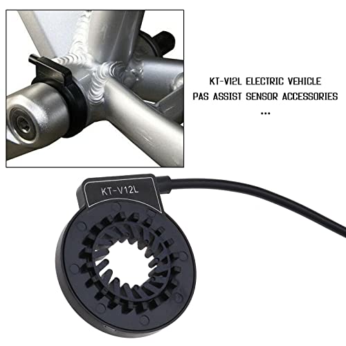 Pedal de bicicleta eléctrica KT-V12L 12 imanes Dual Hall Assist Sensor PAS Pedal System Impermeable Plug Cadence Speed E-Bike Sensor Accesorios Negro ABS