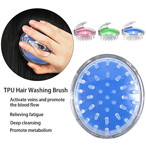 Peine, Aliviar la fatiga Cuidado de la salud champú pelo cuero cabelludo masajeador cepillo de ducha de lavado de pelo masaje peine herramienta de belleza 3.35 * 2.64inch(Azul)