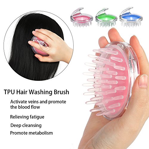 Peine, Aliviar la fatiga Cuidado de la salud champú pelo cuero cabelludo masajeador cepillo de ducha de lavado de pelo masaje peine herramienta de belleza 3.35 * 2.64inch(Azul)