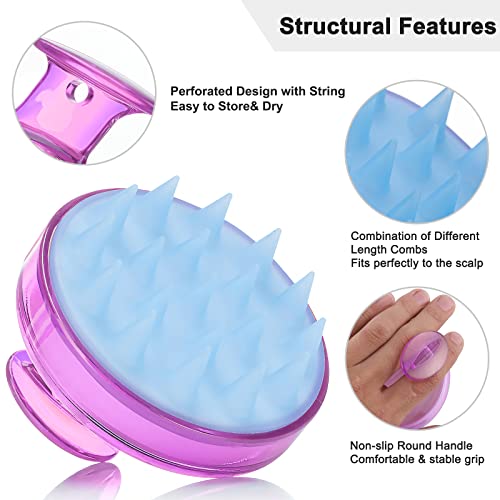 Pelo cuero cabelludo masajeador, Konesky pelo champú cepillo suave silicona cepillo pelo masaje limpieza cepillo para cabello profundo limpieza cabeza músculo relax (Purple)
