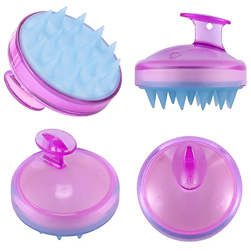 Pelo cuero cabelludo masajeador, Konesky pelo champú cepillo suave silicona cepillo pelo masaje limpieza cepillo para cabello profundo limpieza cabeza músculo relax (Purple)