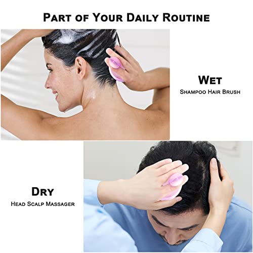 Pelo cuero cabelludo masajeador, Konesky pelo champú cepillo suave silicona cepillo pelo masaje limpieza cepillo para cabello profundo limpieza cabeza músculo relax (Purple)