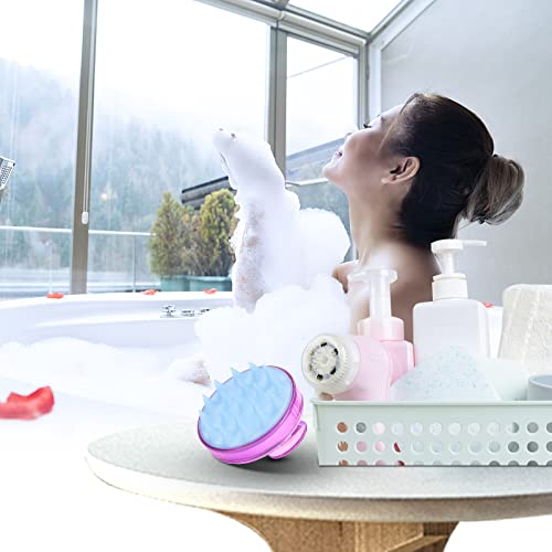 Pelo cuero cabelludo masajeador, Konesky pelo champú cepillo suave silicona cepillo pelo masaje limpieza cepillo para cabello profundo limpieza cabeza músculo relax (Purple)