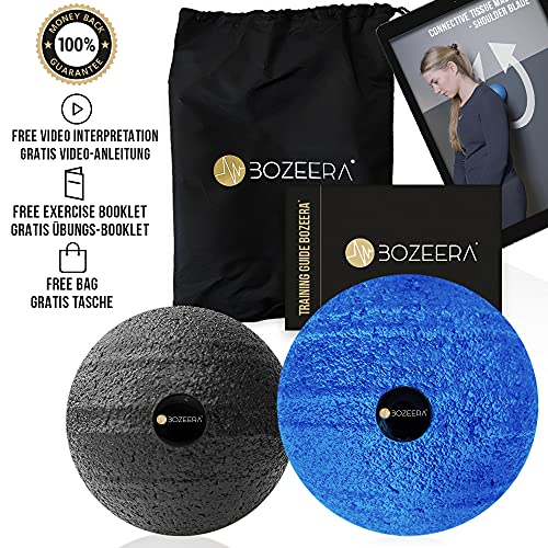[Pelota Masaje Muscular 8 cm y 10 cm] Pelota de Masaje Muscular - Bolas Masaje Miofascial Pequeña y Grande - Bola Masaje de 8 cm y 10 cm Incluye Vídeo, Folleto y Bolsa - Premium Set