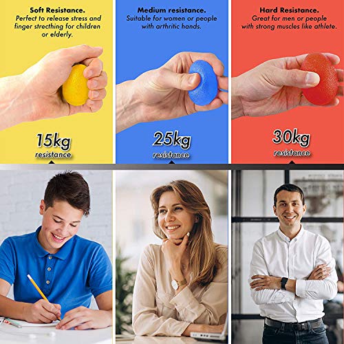 Pelotas Antiestres Rehabilitacion de Mano Adultos - Bolas Desestresante para Ejercicios Fortalecimiento de Dedos y Manos Fisioterapia Relajacion - 3 Niveles de Resistencia.