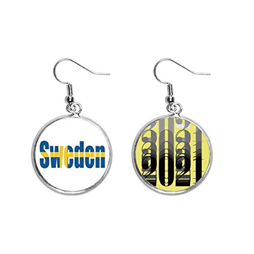 Pendientes de moda con nombre de la bandera del país de Suecia, regalo Art Deco
