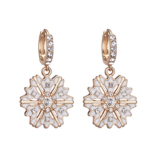 Pendientes para mujer, estilo nuevo, 1 par de pendientes de Navidad con copo de nieve, lindos, con colgante de muleta de dibujos animados, para fiesta, Hierro,