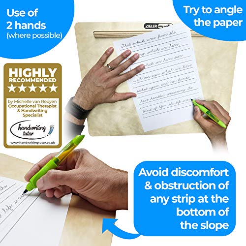 Pente d'écriture A3 ergonomique pour une meilleure posture d'écriture - de ZIELER® Easywriter. Finition en bois laqué de haute qualité avec un angle de 20 °. Conception compacte