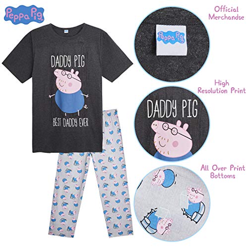 Peppa Pig Pijama Hombre Verano, Pijamas de 2 Piezas, Regalos para Hombre (Gris, M)