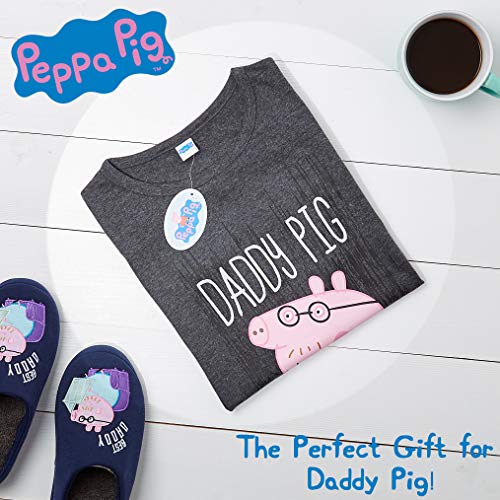 Peppa Pig Pijama Hombre Verano, Pijamas de 2 Piezas, Regalos para Hombre (Gris, M)