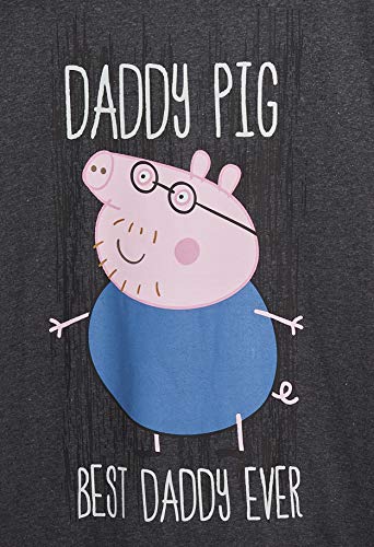 Peppa Pig Pijama Hombre Verano, Pijamas de 2 Piezas, Regalos para Hombre (Gris, M)