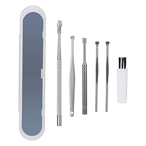 PERFECTHA Kit de eliminación de Cera de oídos Herramientas de extracción de Cera de oídos Limpiador de oídos Reutilizable Juego de Ganchos de Oreja de Acero Inoxidable con Caja de Utilidad para Right