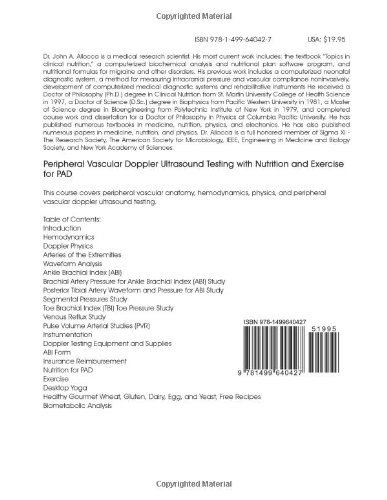 Peripheral Vascular Doppler Ultrasound Testing with Nutrition and Exercise for P