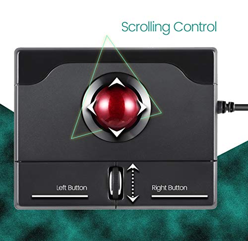 Perixx PERIPRO-506 - Ratón con USB Trackball (ratón – 100 x 80 x 42 mm – 25 mm – Trackball Brillante – reposa Palmas de Gel extraíble – Rueda de Desplazamiento